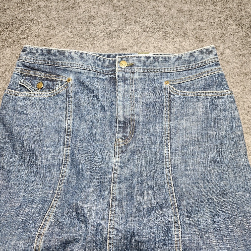Eddie Bauer Womens Long Denim Jean Maxi Ankle Skirt Front Slit 12 Long - Picture 3 of 7